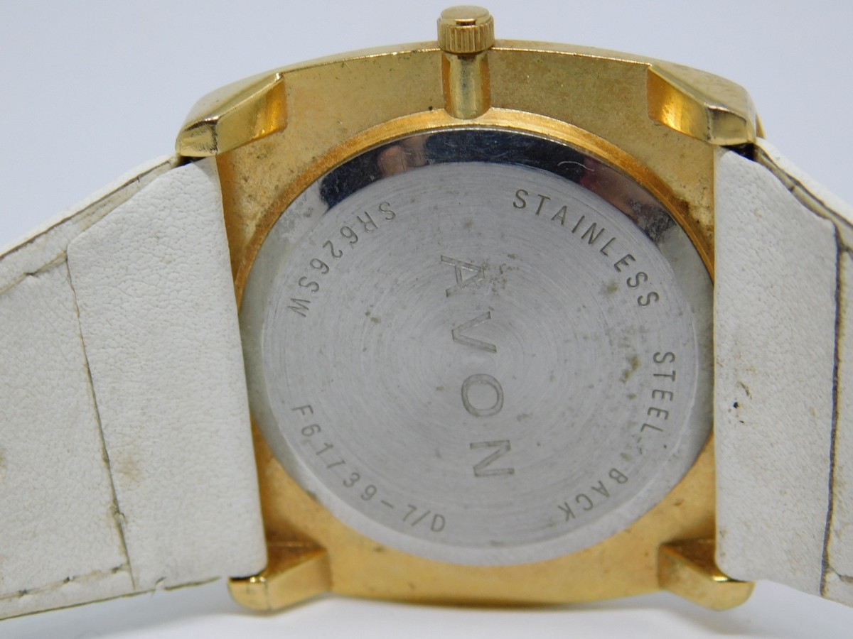 Avon Quartz Gold and White Buckle Watch F61739 Avon F61739-7 Genuine Leather Gold Tone Case Quartz Women main image 2