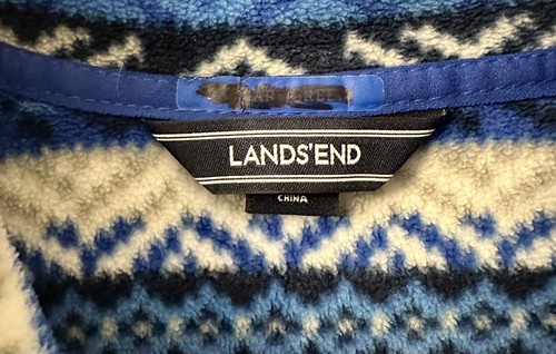 Lands End 1/4 Zip Pullover Fleece Sweater Kids Youth Large 14 - 16 Blue Preowned - Picture 4 of 4