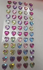 CraftbuddyUS 60pcs x12mm, MIXED HEART Self Adh Rhinestone Gems Wedding Craft DIY