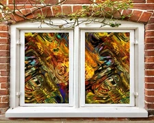 3D Color Texture D21 Window Film Print Sticker Cling Stained Glass UV Block Amy
