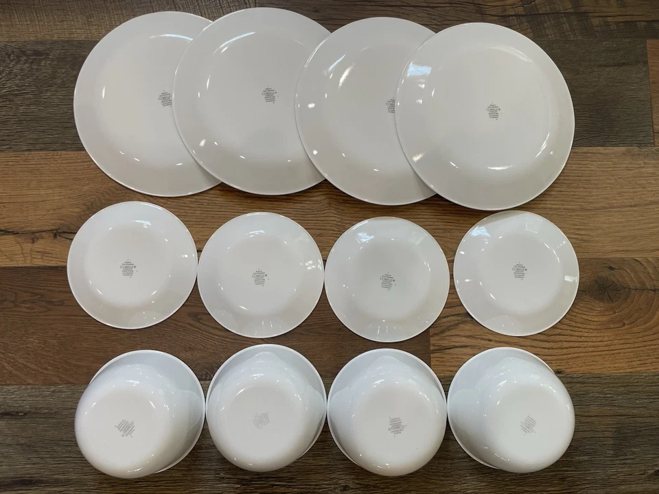 12 Corelle DEEP BOWLS Dinner Plates BREAD Winter Frost White SOLID Serves 4 - Image 3 of 3