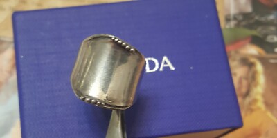Silpada Sterling Silver Dotted Bead Shielf Size 9 Wide Cuff Band Ring R1685