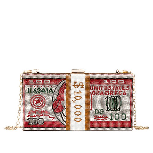 Hhandbag Women Shoulder Crossbody Bag Dollar Evening Clutch Bag Wallet Red Purse - 第 1/2 張圖片