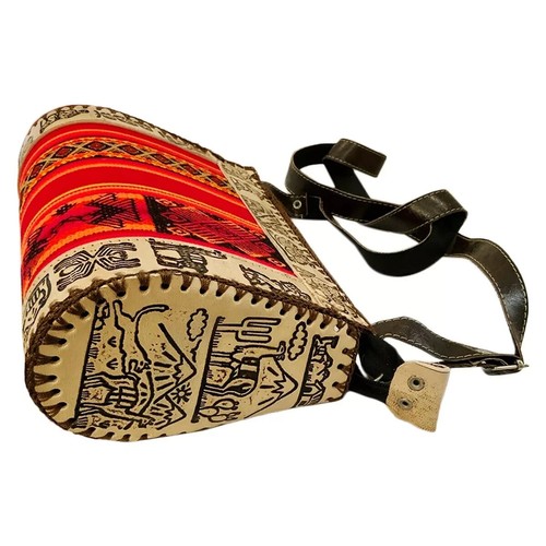 Neu Peru Cusco Damen Textil Stoff geprägtes Leder Boho Handtasche Umhängetasche - Bild 4 von 5