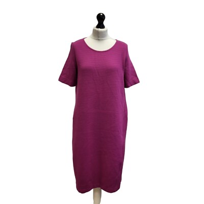 Jaeger Purple Ribbed Short Sleeve Casual Womens Midi Dress UK M ZZ322