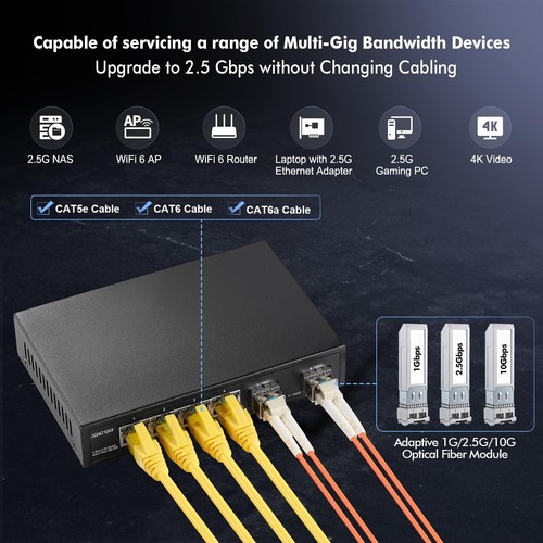 2.5Gbps Network Hub Splitter - Unmanaged 4-Port Switch with Metal Casing - Picture 7 of 9