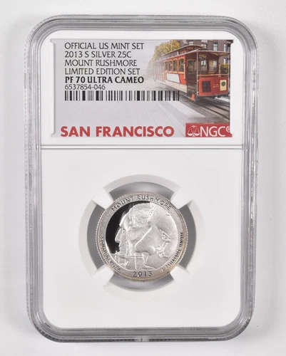 2013-S Silver PF70 UCam Mount Rushmore Quarter NGC Limited Edition