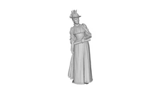 Printle H Femme 1947-Woman Victorian Era Dress Hat Figure for Dioramas Train Set