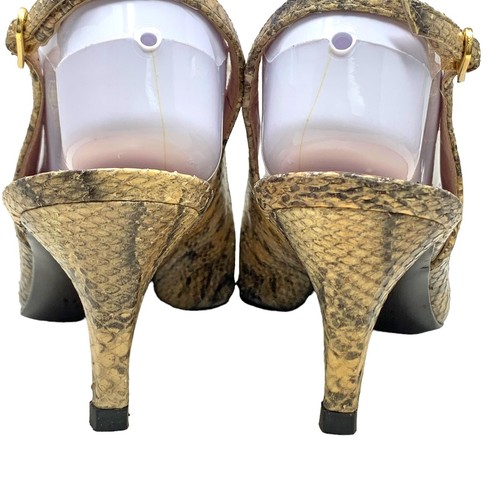 Stuart Weitzman Reptile Embossed Leather Slingback Kitten Heels Womens Size 7.5 - Picture 9 of 14