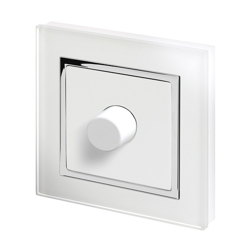 RetroTouch 1 Gang 2 Wege Dimmschalter 3-200W LED & Halogen Weißglas CT 02040 - Bild 1 von 4
