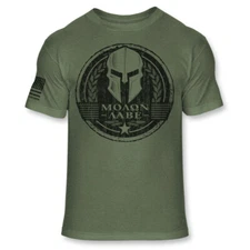 Warrior Spartan Helmet T-Shirt - Patriotic Molon Labe  Soft Blend Tee - A201