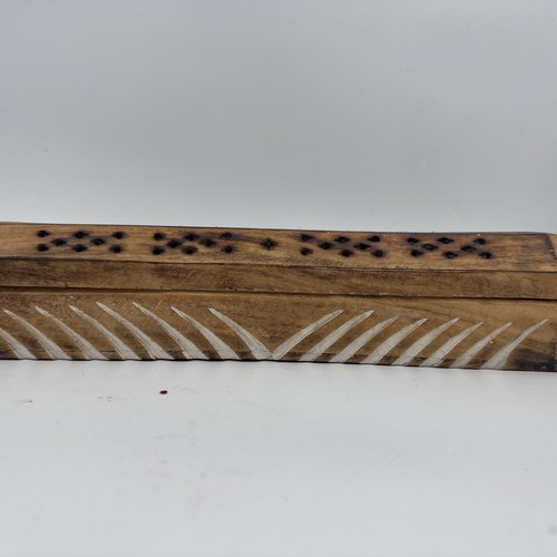 wood incense holder Box Hand Carved VTG With Incense Stx Included - Picture 6 of 6