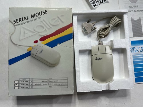 NEW Vintage Agiler Mouse AGM-200E 3-Button Pin Serial Connector W/Box Rare🔥MJ - Picture 3 of 8
