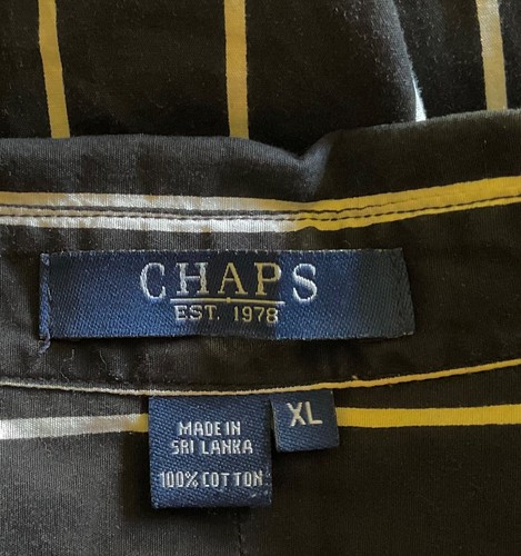 Chaps Boys Button Down Shirt Collared Size XL 18/20 Black White Stripe - Picture 4 of 4