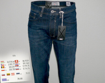 b X o Blue X Only Lars Stretch Stone 1250 REG Fit ORG Jeans W 33 42 L 30 34 Navy