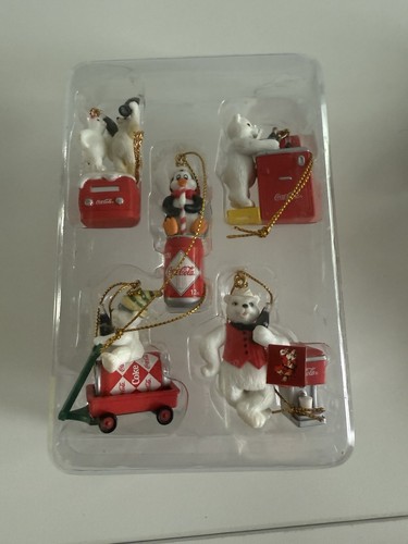 COCA-COLA TRIM A TREE COLLECTION - POLAR BEARS/PENGUINS - 5 MINI ORNAMENTS - NIB - Picture 6 of 16