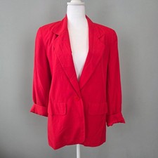 Vintage Red Silk Blazer. Saks 5th Ave. Md. Y2k Twee Normal Valentines Luxury