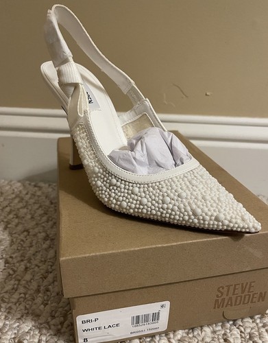 Steve Madden BRI White Lace Sling Back Women’s Size 8 BN W/Box