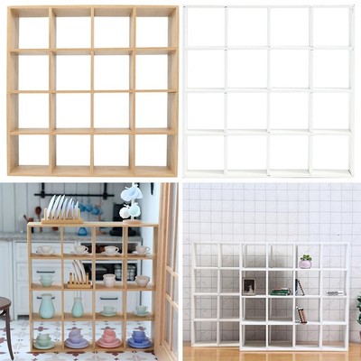 Handgefertigte Miniatur Puppenhaus Miniatur Holz Aufbewahrung Regal 4 Schichten 16 Display