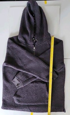 PINK Victoria's Secret Fleece 1/2 Zip Hoodie Dark Gray Hooded Long Sleeve M
