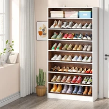 9-Tier Tall Shoe Cabinet,40-45 Pairs Wood Freestanding Shoe Cabinet for Entryway