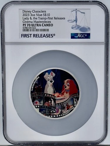 Lady & the Tramp 2023 Niue $10 Disney Characters 3 Oz Silver Coin NGC PF70UCAM
