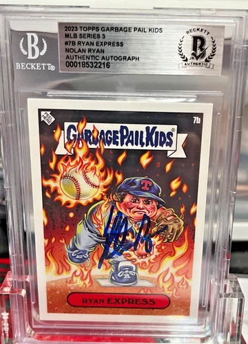 Nolan Ryan signed 2023 Topps Garbage Pail Kids Card 7B BAS Slab Auto (2216)