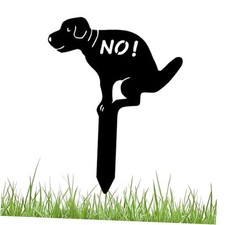 No Pooping Dog Yard Sign, Metal No Peeing Dog Sign with Stake for Grass Lawn,