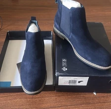 Bruno Marc Men’s 9.5 Blue Suede Chelsea Boots New in Box Dress Casual Slip-On