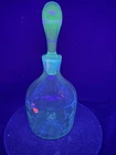 Vintage Blenko Glass Company Teal Green Manganese Glass Decanter with Stopper