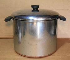 VTG Revere Ware 1801 Copper Bottom 10 Qt Quart Stock Pot W/ Lid USA