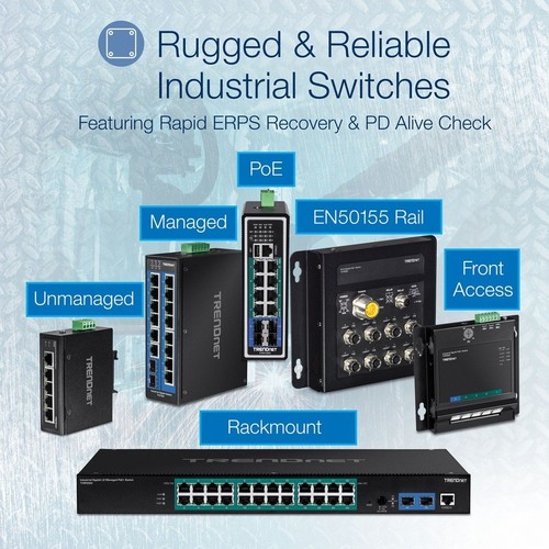 TRENDnet 10-Port Industrial Gigabit L2 Managed PoE+ DIN-Rail Switch 24 - 57V - Picture 7 of 11