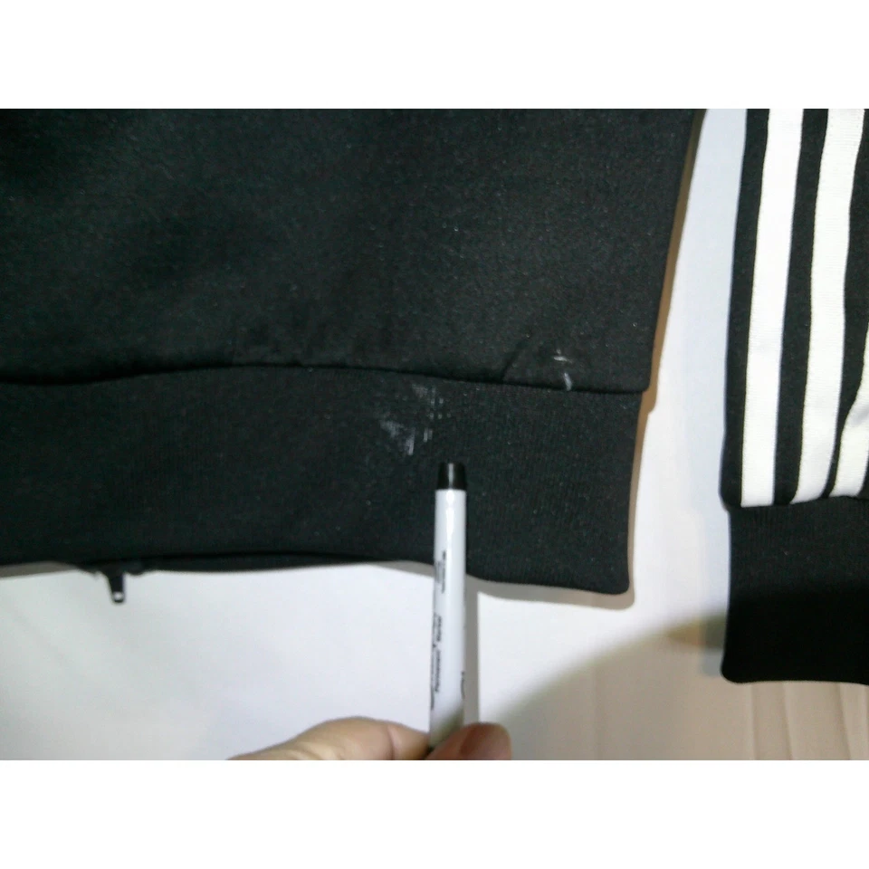 Vintage Adidas Track Jacket Black White Full Zip Classic 3 Stripe Trefoil Womens - Image 4 of 4