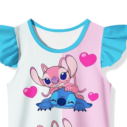 Nachthemd Mädchen Röcke bunt Pyjama Lilo Stitch Nachtwäsche Kleid Kinder Geschenk - Bild 2 von 6