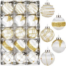 15 Pack 3.15" Fancy Christmas Tree Ornaments Set Large Christmas Baubles for ...