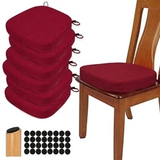  Thickened 2.5" Dining Chair Cushions Set of U-Shape High Density Foam 6 Red