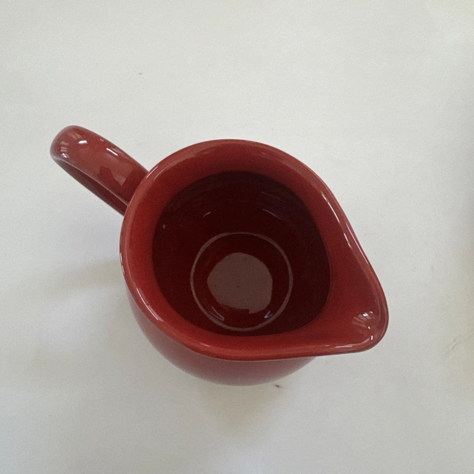 Vintage WAECHTERSBACH Red Creamer & Sugar Bowl w/ Lid Set W. Germany Christmas - Image 4 of 4