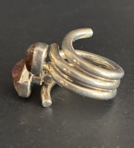 Anello Lilly Barrack Modernista Argento Sterling Citrino e Pietra Naturale ~ Misura 6 - Foto 3 di 5