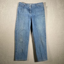 Womens Blue Denim Jeans Classic Fit Straight Leg Mid Rise Casual Pants Size M