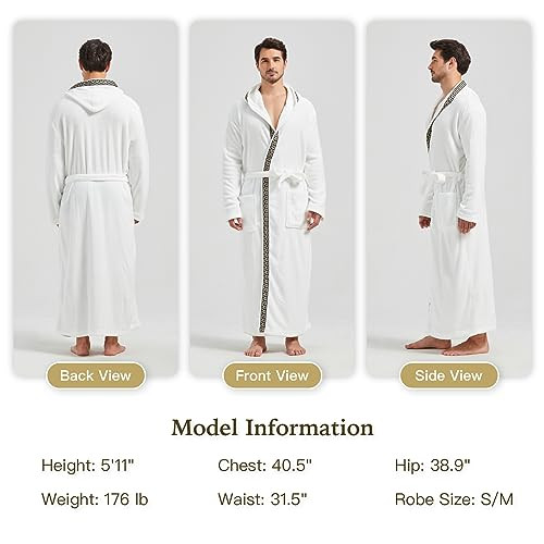 Mens Robes Big and Tall with Hood X-Large-XX-Large Big Tall White & Black Trim - Picture 3 of 7