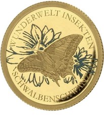 2022 Togo Gold 999 Farbmünze Schmetterling Schwalbenschwanz PP Wildlife WWF