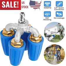 360° Rotating Pressure Washer Four Turbo Nozzle 1/4" Quick Connector 2.5 Orifice