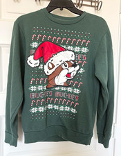 Buc-ee's Christmas Holiday Crewneck Fleece Sweatshirt Green XS