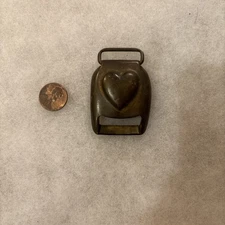 Civil War era brass HEART HORSE Bridle Harness BUCKLE Rosette Tack USA CSA