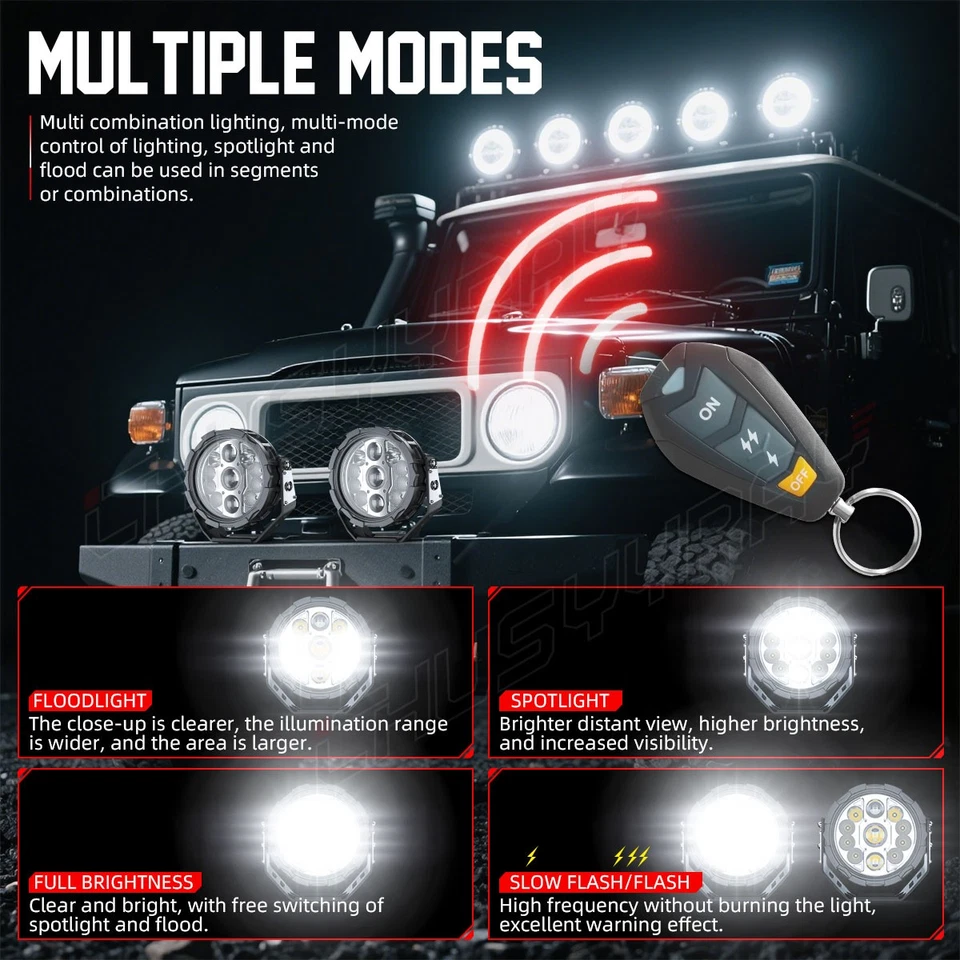 Vainas de luces de trabajo LED redondas de 2 piezas luces puntuales para camión todoterreno tractor 4X4 Foto 4 de 4