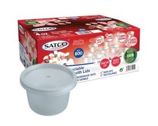 800 X 4oz satco Round Plastic Cups With Lids For Restaurant Catering Takeaway