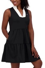 Nautica Jeans Women's Tiered Collar Sleeveless Mini Dress, Black, Size L