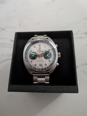 ZODIAC Grandrally ZO9600 Heritage Chronograph Panda Dial Quartz Watch Swiss