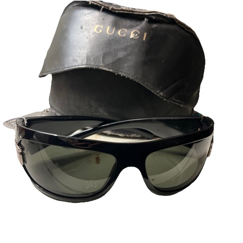 Gucci Black Sunglasses With Leather Case( Some Minor Scratches On The Lenses)