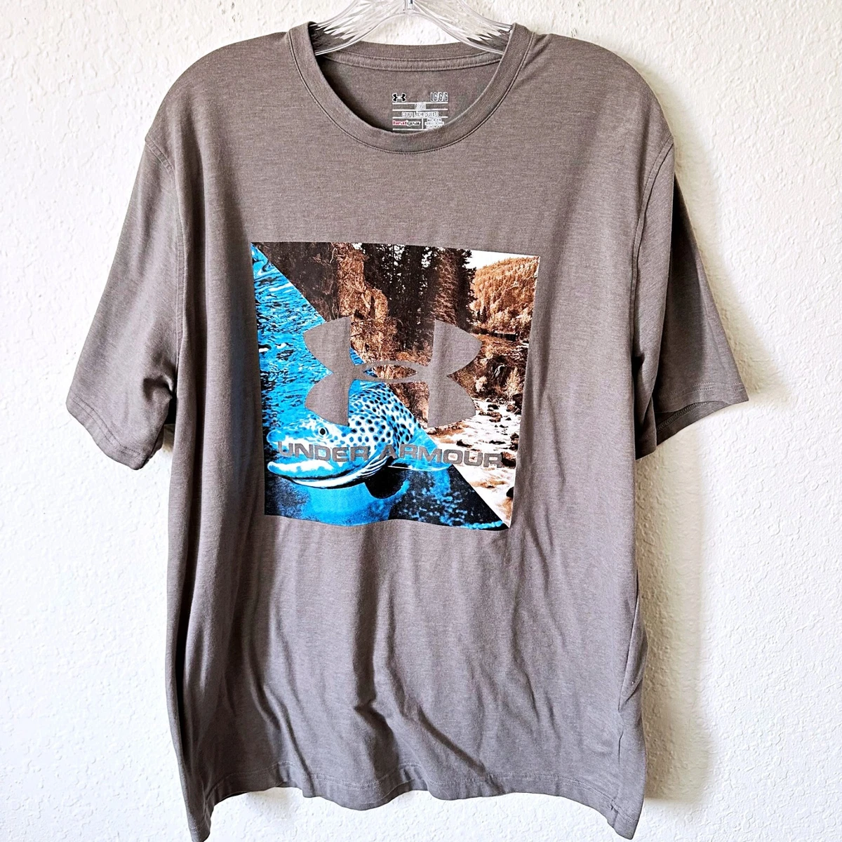 Under Armour Heatgear Trout Fly Fishing Graphic Stream T-Shirt Loose Mens  Size L